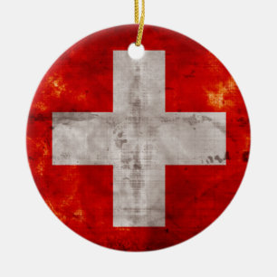 Flag of Switzerland Ceramic Tree Decoration