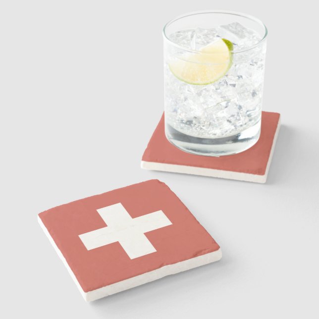 Flag of Switzerland - Switzerland - Suisse - Svizz Stone Coaster (Side)