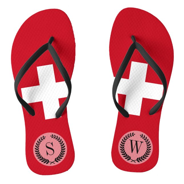 Flag of Switzerland Thongs (Footbed)