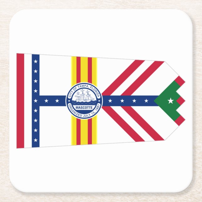 Flag of Tampa, Florida Square Paper Coaster (Front)