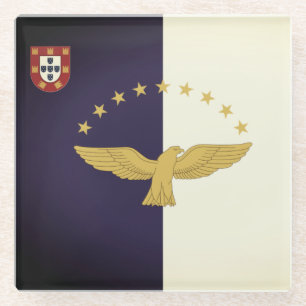 Flag of the Azores, Portugal Glass Coaster