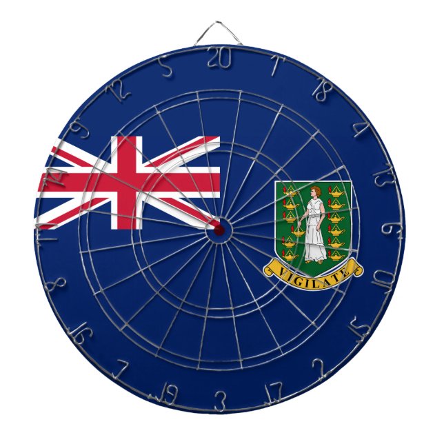 Flag of the British Virgin Islands (BVI) Dartboard (Front)