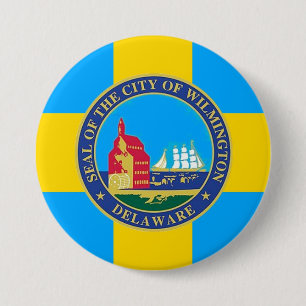 Flag of the City of Wilmington, Delaware 7.5 Cm Round Badge