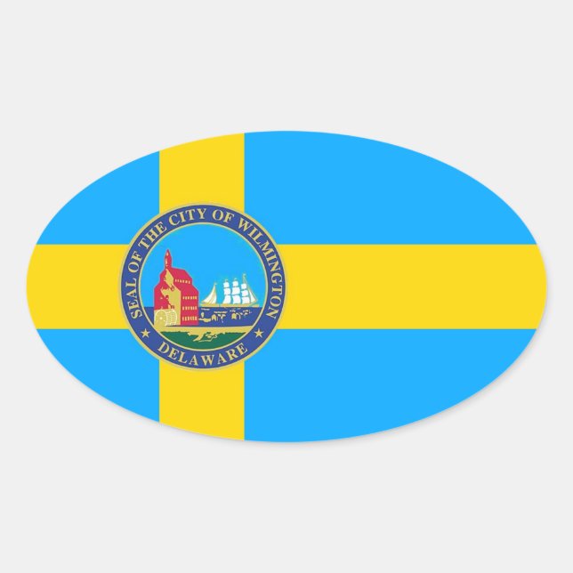 Flag of the City of Wilmington, Delaware Oval Sticker (Front)