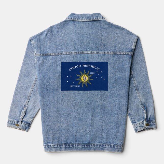 Flag of the Conch Republic, Flag of Key West, Flor Denim Jacket (Back)
