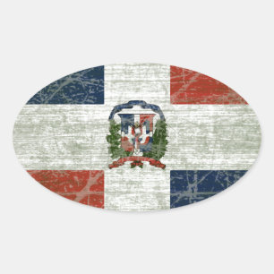 FLAG OF THE DOMINICAN REPUBLIC OVAL STICKER