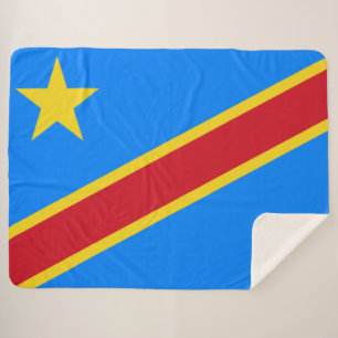 Flag of the DRC (Democratic Republic of the Congo) Sherpa Blanket