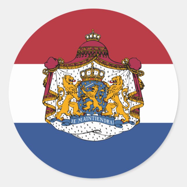 Flag of the Netherlands Coat of Arms Stickers (Front)