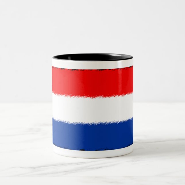 Flag of the Netherlands Two-Tone Coffee Mug (Center)