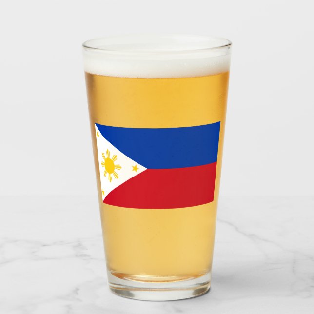 Flag of the Philippines Glass (Front Filled)