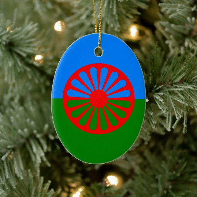 Flag of the Romani people Ceramic Ornament (Tree)