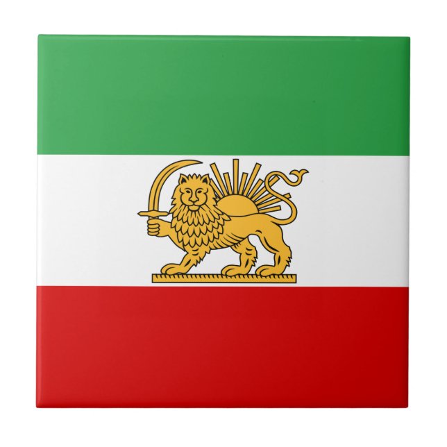 Flag of the Shah of Iran (1964-1980) شیر و خورشید Ceramic Tile (Front)