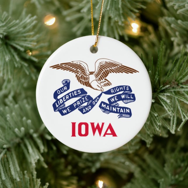 Flag of the state of Iowa Ceramic Ornament (Tree)