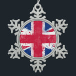 Flag of the United Kingdom or the Union Jack Snowflake Pewter Christmas Ornament<br><div class="desc">Flag of the United Kingdom or the Union Jack</div>