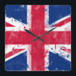 Flag of the United Kingdom or the Union Jack Square Wall Clock<br><div class="desc">Flag of the United Kingdom or the Union Jack</div>