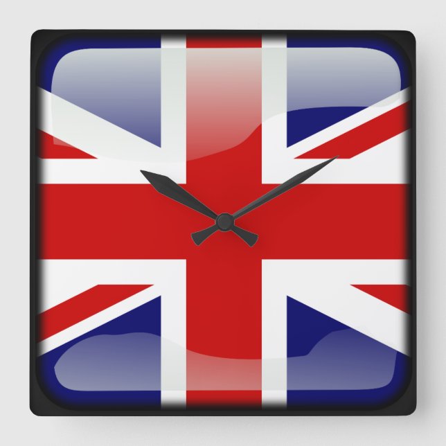 Flag of the United Kingdom Square Wall Clock (Front)