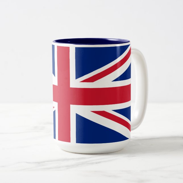 Flag of the United Kingdom Two-Tone Coffee Mug (Front Right)