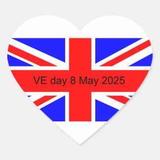 Flag of the United Kingdom VE day 2025 Heart Sticker
