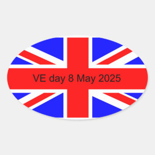Flag of the United Kingdom VE day 2025 Oval Sticker