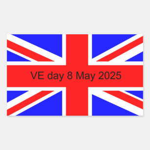 Flag of the United Kingdom VE day 2025 Rectangular Sticker