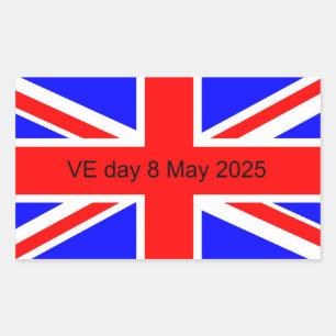 Flag of the United Kingdom VE day 2025  Rectangular Sticker