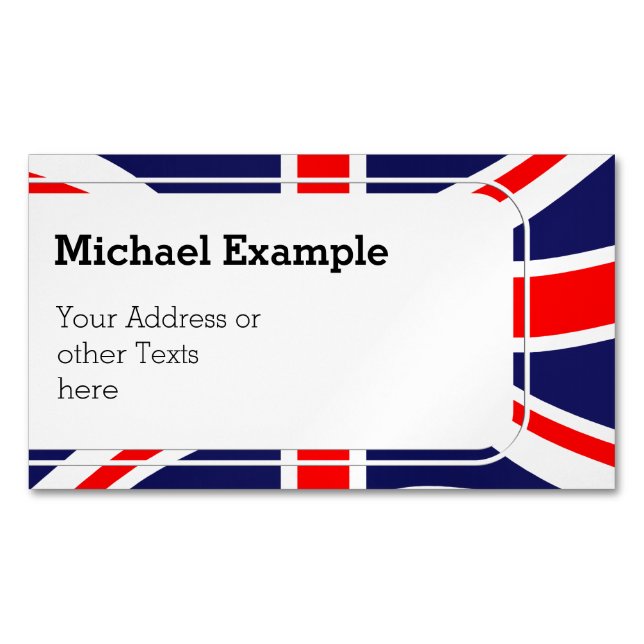 Flag of the United Kingdom + your ideas Magnetic Business Card (Front)