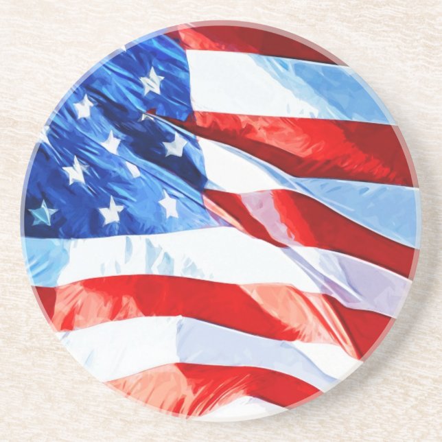 Flag of the United States Abstract Impressionism Coaster (Front)