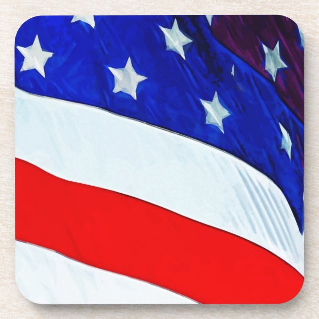 Flag of the United States Abstract Impressionism Coaster (Front)