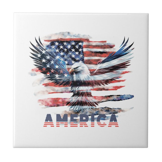Flag of the United States. America Ceramic Tile (Front)