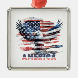 Flag of the United States. America Metal Ornament