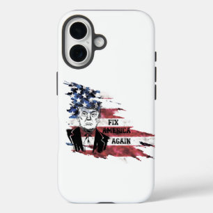Flag of the United States.Donald Trump. iPhone 16 Case
