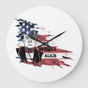 Flag of the United States.Donald Trump. Large Clock