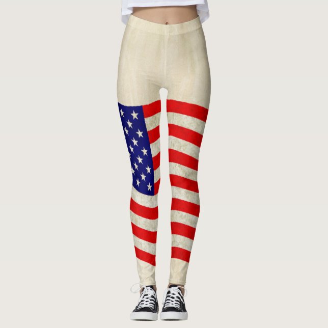 Flag of the United States of America - grungy Leggings (Front)