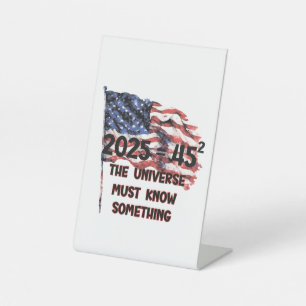 Flag of the United States. President Donald Trump. Pedestal Sign