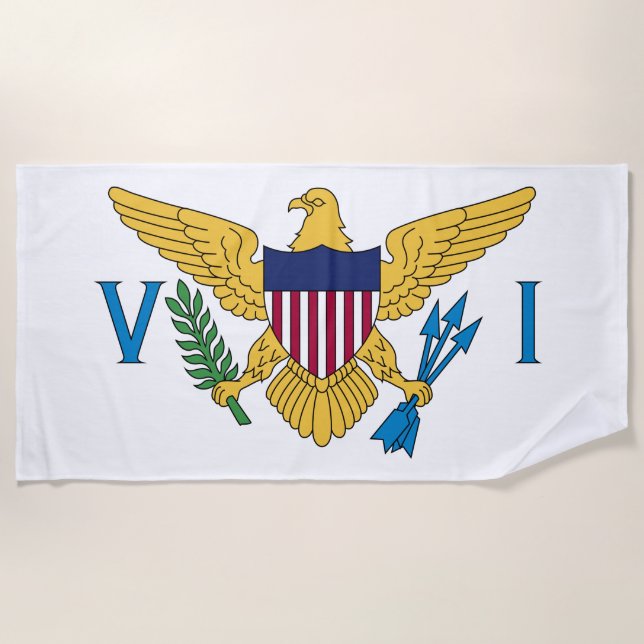Flag of the United States Virgin Islands Beach Towel (Front)