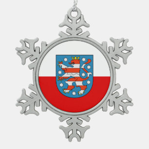 Flag of Thuringia Snowflake Pewter Christmas Ornam Ornament
