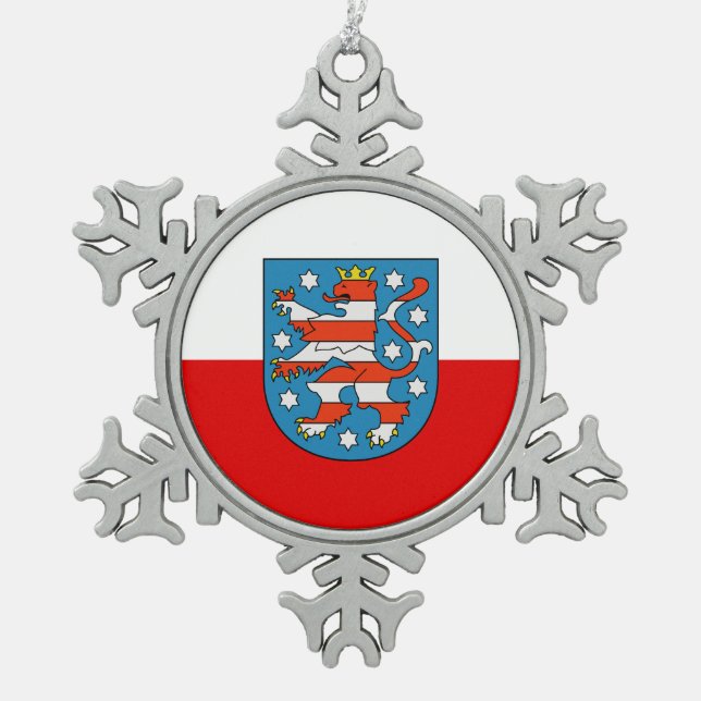 Flag of Thuringia Snowflake Pewter Christmas Ornam Ornament (Front)