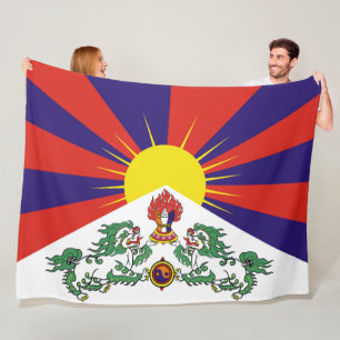 Flag of Tibet  or Snow Lion Flag large Fleece Blanket