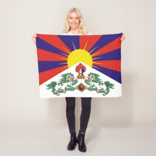 Flag of Tibet  or Snow Lion Flag small Fleece Blanket