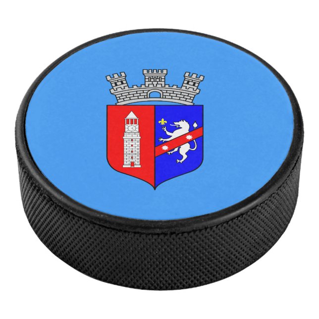 Flag of Tirana, Albania Hockey Puck (3/4)