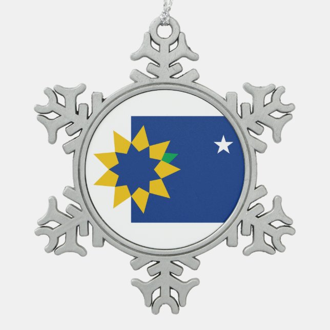 Flag of Topeka, Kansas Snowflake Pewter Christmas Ornament (Front)