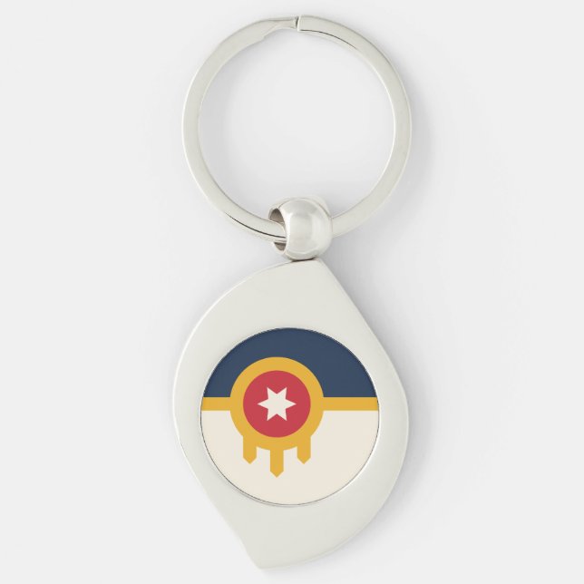 Flag of Tulsa city, Oklahoma State Key Ring (Front)