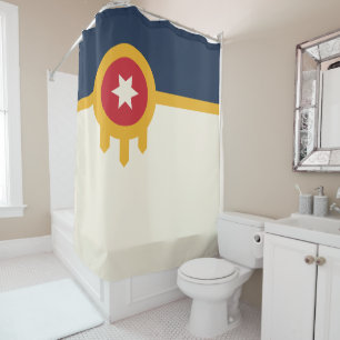 Flag of Tulsa city, Oklahoma State Shower Curtain