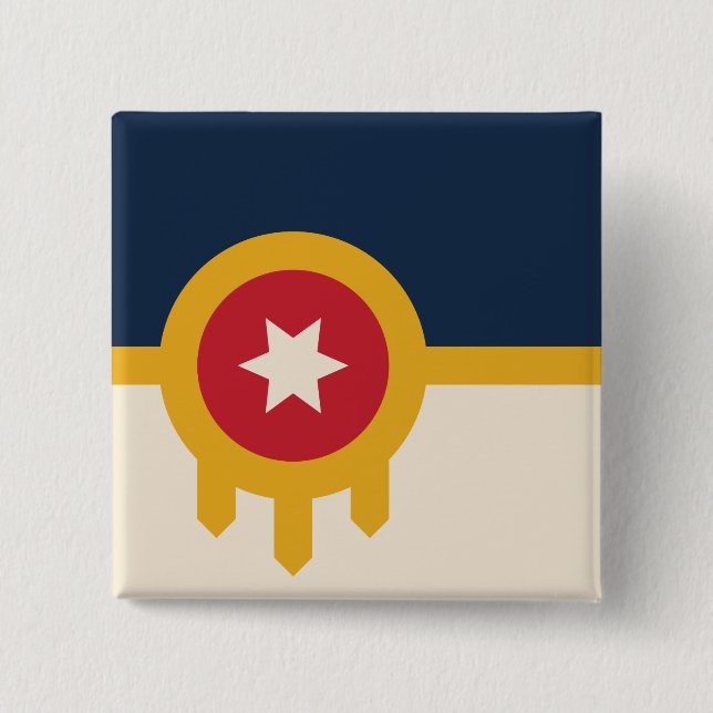 Flag of Tulsa (Oklahoma) 15 Cm Square Badge (Front)