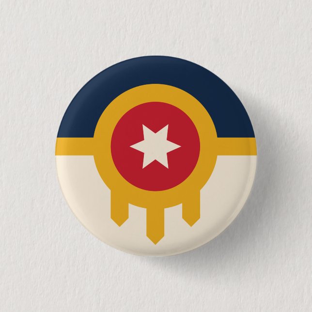 Flag of Tulsa, Oklahoma 3 Cm Round Badge (Front)