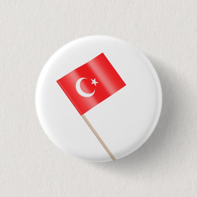 Flag of Turkiye 3 Cm Round Badge (Front)