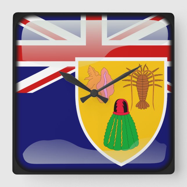 Flag of Turks and Caicos Islands Square Wall Clock (Front)