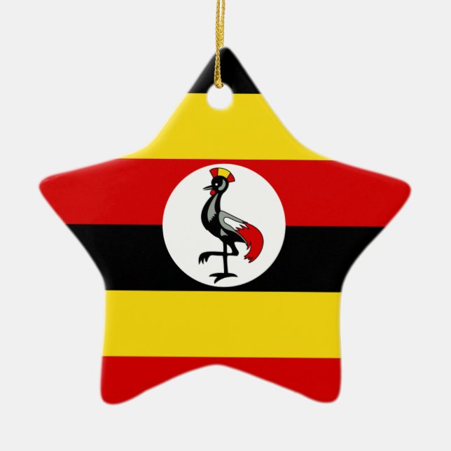 Flag of Uganda Ceramic Tree Decoration (Front)