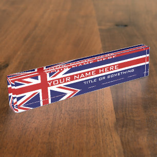 Flag of UK United Kingdom Great Britain Nameplate