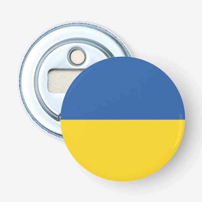 Flag of Ukraine Button Bottle Opener (Front)